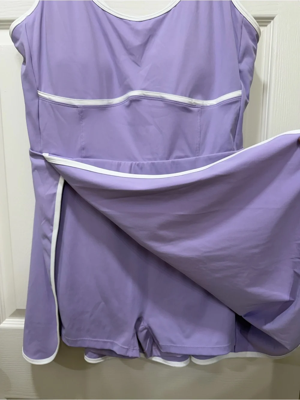 Lavender Athletic Tennis Dress Built-In Shorts Open Back Women’s XL
